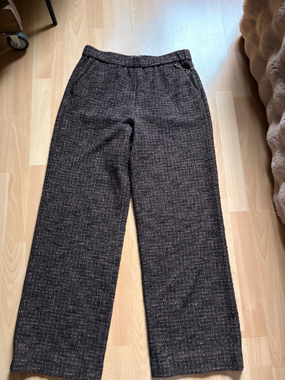Raffaello Rossi Palina Long wide leg tweed broek mt 42 ZGAN, Bruin, Maat 42/44 (L), Ophalen of Verzenden, Zo goed als nieuw
