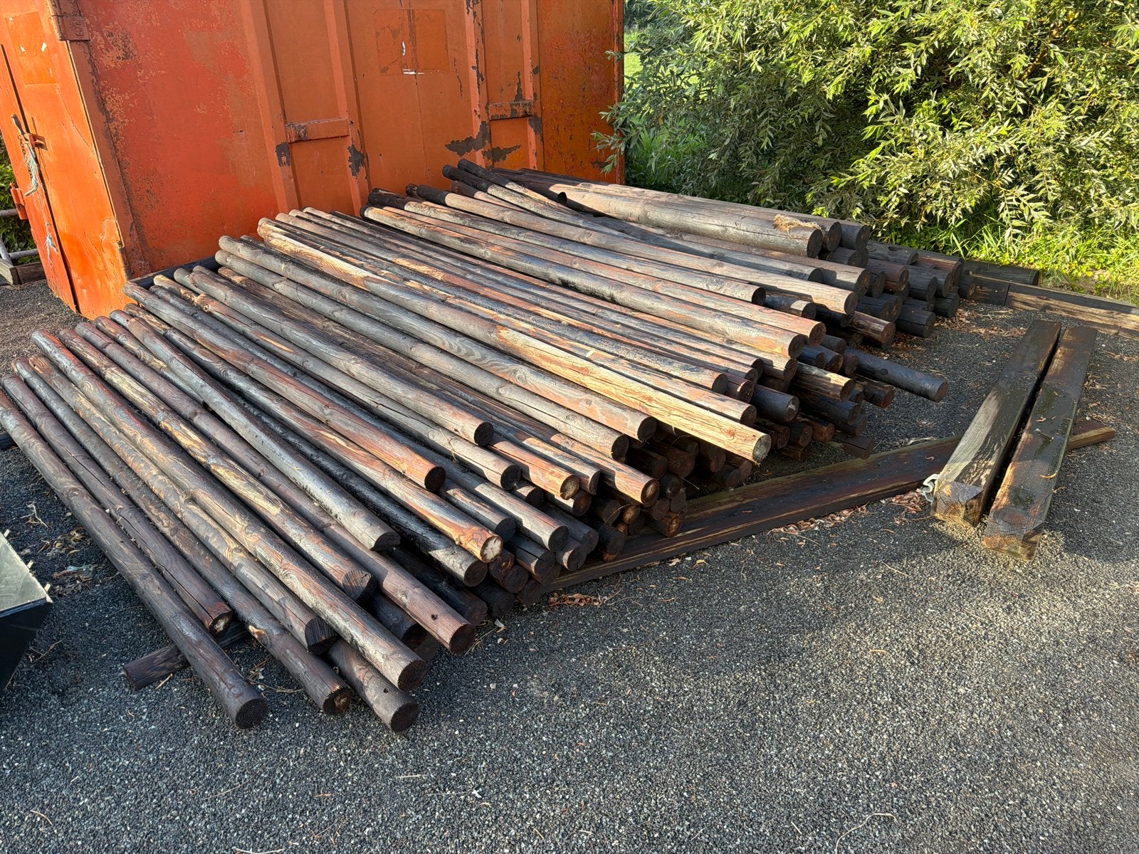 Hek werk vee  Geïmpregneerde houten palen, Doe-het-zelf en Verbouw, Gebruikt, Balk, Overige houtsoorten, Ophalen