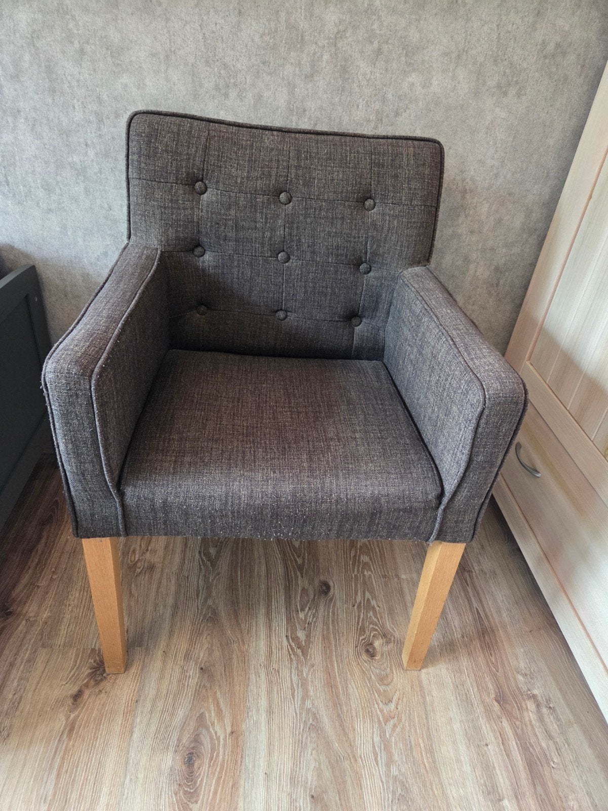 Grijze fauteuil, Ophalen, Gebruikt, Stof, 50 tot 75 cm