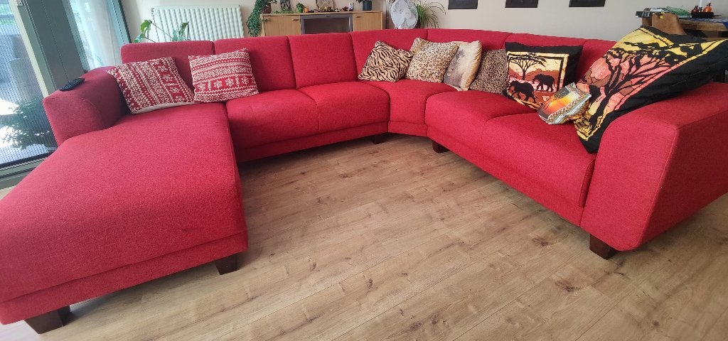 Hoekbank rood, Ophalen, 250 tot 300 cm, Gebruikt, Hoekbank