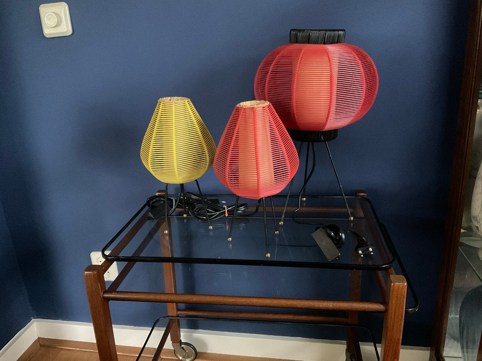 3 Vintage 'Spaghetti' Tafellampen Jaren '50/'60 - Aro/Temde, Ophalen of Verzenden