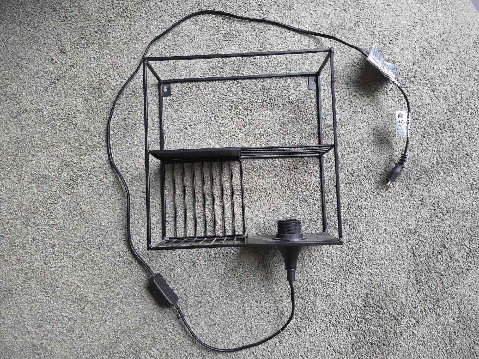 Zwarte metalen wandlamp met opbergvak - 30x30cm, Overige merken, Gebruikt, Zwart, Modern