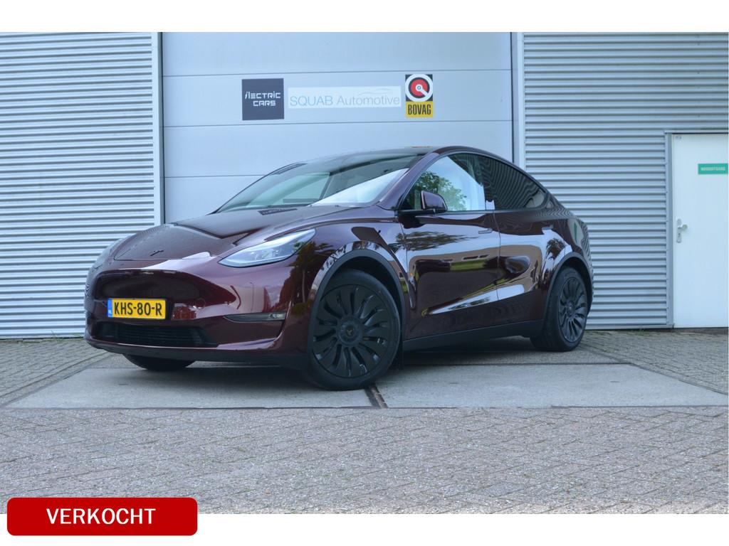 Tesla Model Y Long Range AWD 75 kWh Trekhaak (1.600kg) AutoP, Auto's, Automaat, 12 maanden, Gebruikt, Leder