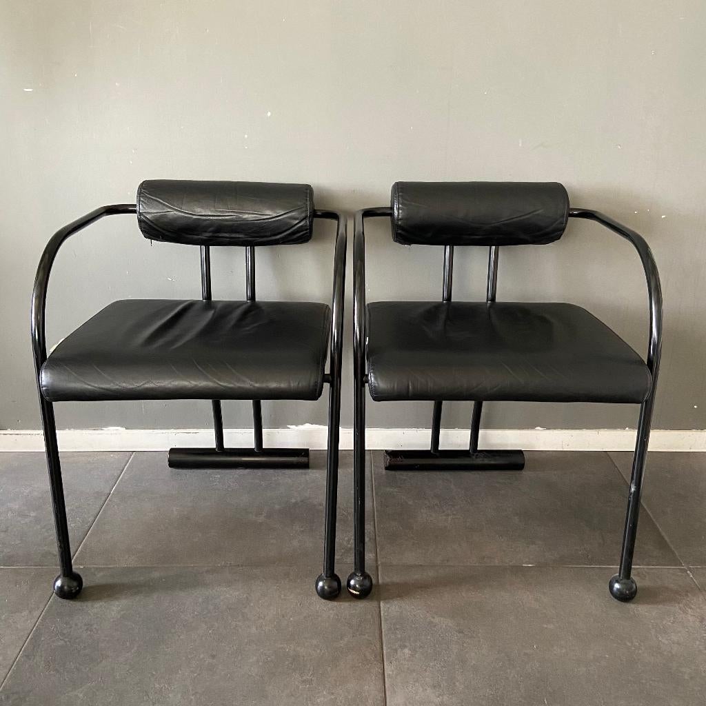 Vintage Noors Post modern design stoelen zwart Memphis stijl, Huis en Inrichting, Stoelen, Ophalen, Zwart, Postmodern, Bik Bok Casa