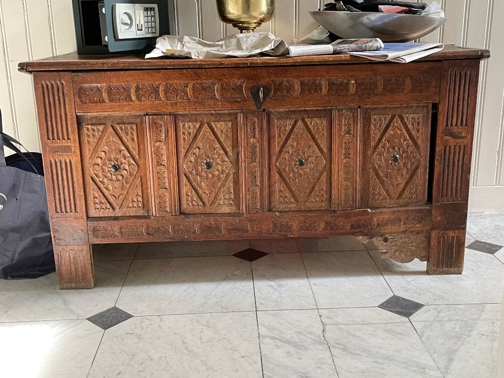 Eikenhouten kist, Huis en Inrichting, Ophalen, 50 – 75, Gebruikt, 50 tot 100 cm