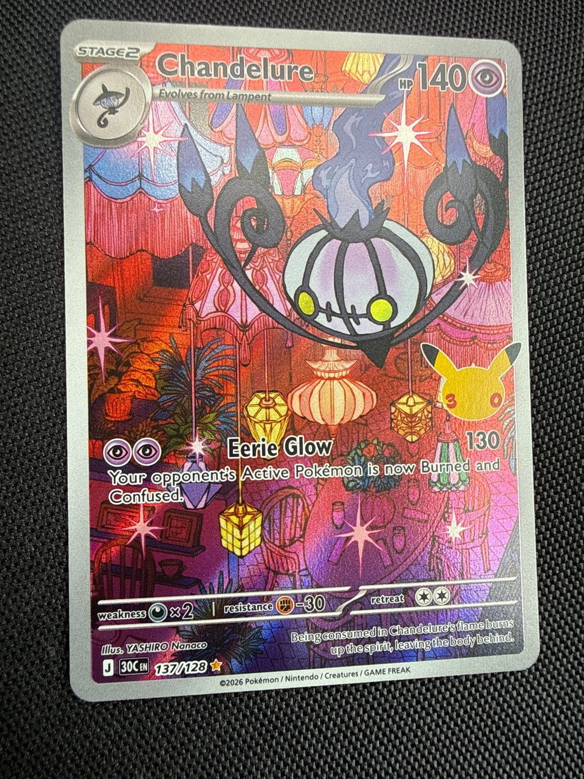 Pokémon Chandelure 137/128 Celebrations Full Art Kaart, Ophalen of Verzenden, Zo goed als nieuw, Losse kaart, Foil