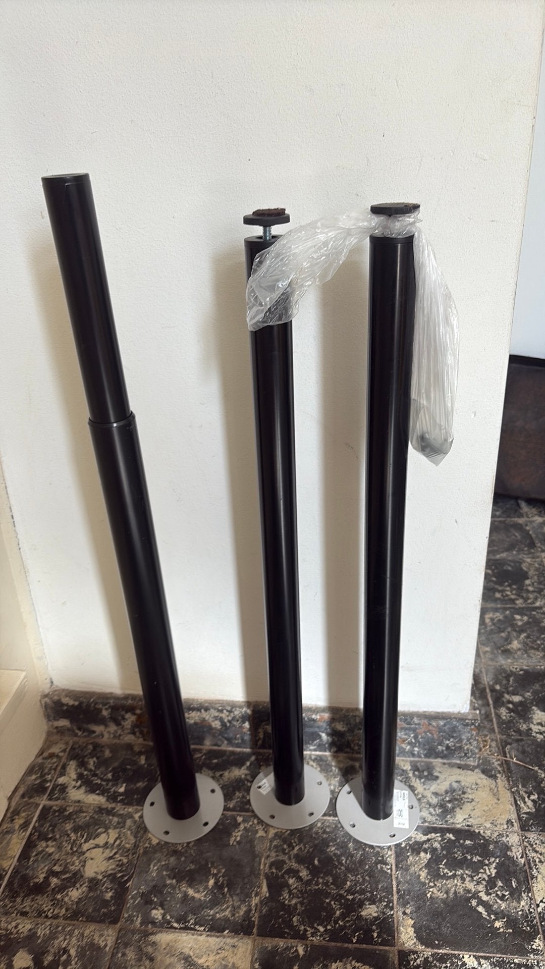 IKEA verstelbare tafelpoten zwart, OLOV en VIKA KAJ, Ophalen of Verzenden, Zo goed als nieuw, Rond, 50 tot 100 cm