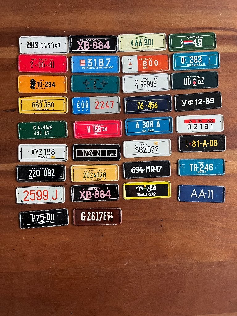 Lot van 38x Metalen kentekenplaatjes begin jaren 70, Ophalen of Verzenden, Gebruikt, Overige typen