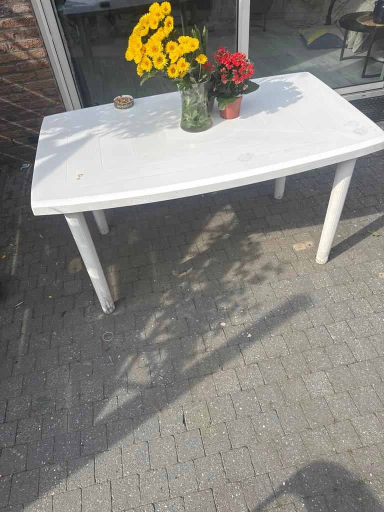 Witte kunststof tuinset, Ophalen, Gebruikt, Rechthoekig, Kunststof