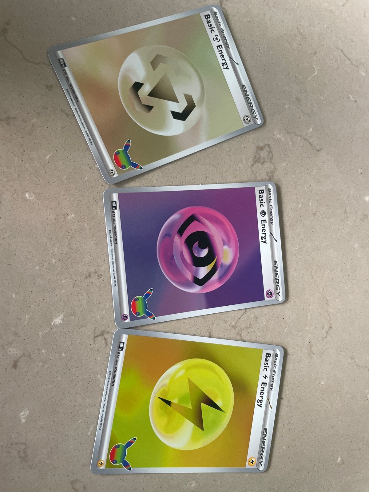 Pokémon Basic Energy Kaarten (3 stuks), Ophalen, Zo goed als nieuw, Losse kaart, Foil