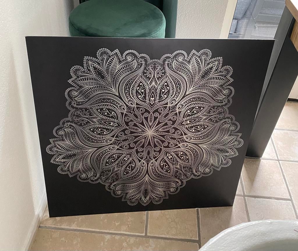 Wandpaneel mandala, zwart/zilver,74x74 cm, Ophalen