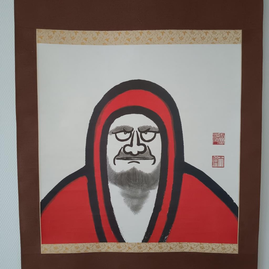 Japanse Zen Scroll Rolschildering Daruma Bodhidharma, Ophalen of Verzenden