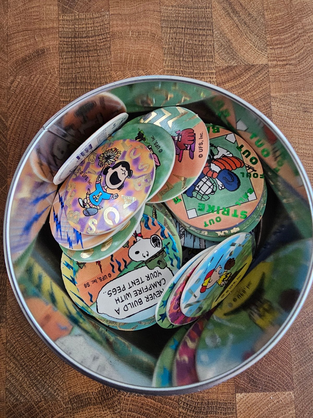 60 Snoopy Milkcaps / Pogs - Vintage Verzameling, Ophalen, Gebruikt