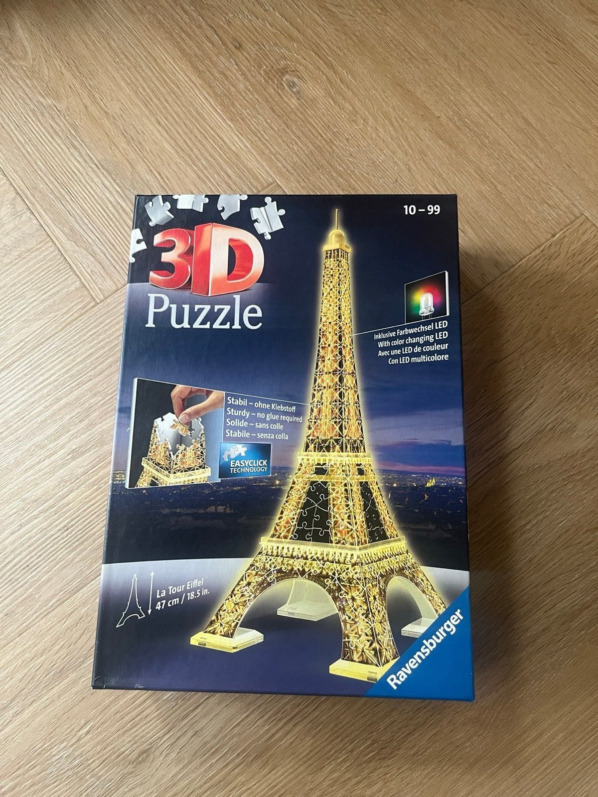 Ravensburger 3D Puzzel Eiffeltoren met LED verlichting, Ophalen of Verzenden, Meer dan 50 stukjes, Zo goed als nieuw, 6 jaar of ouder