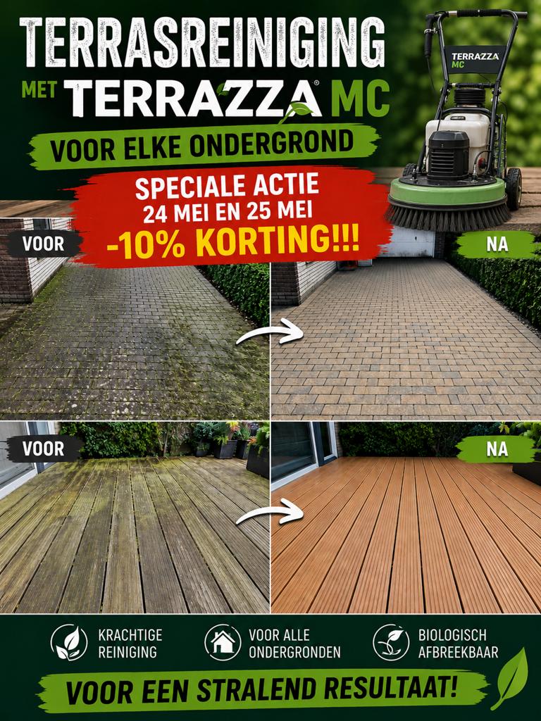 Terrasreiniging -10% Vlonder Oprit Tuin Tegels  steiger, Ophalen, Zo goed als nieuw, Composiet