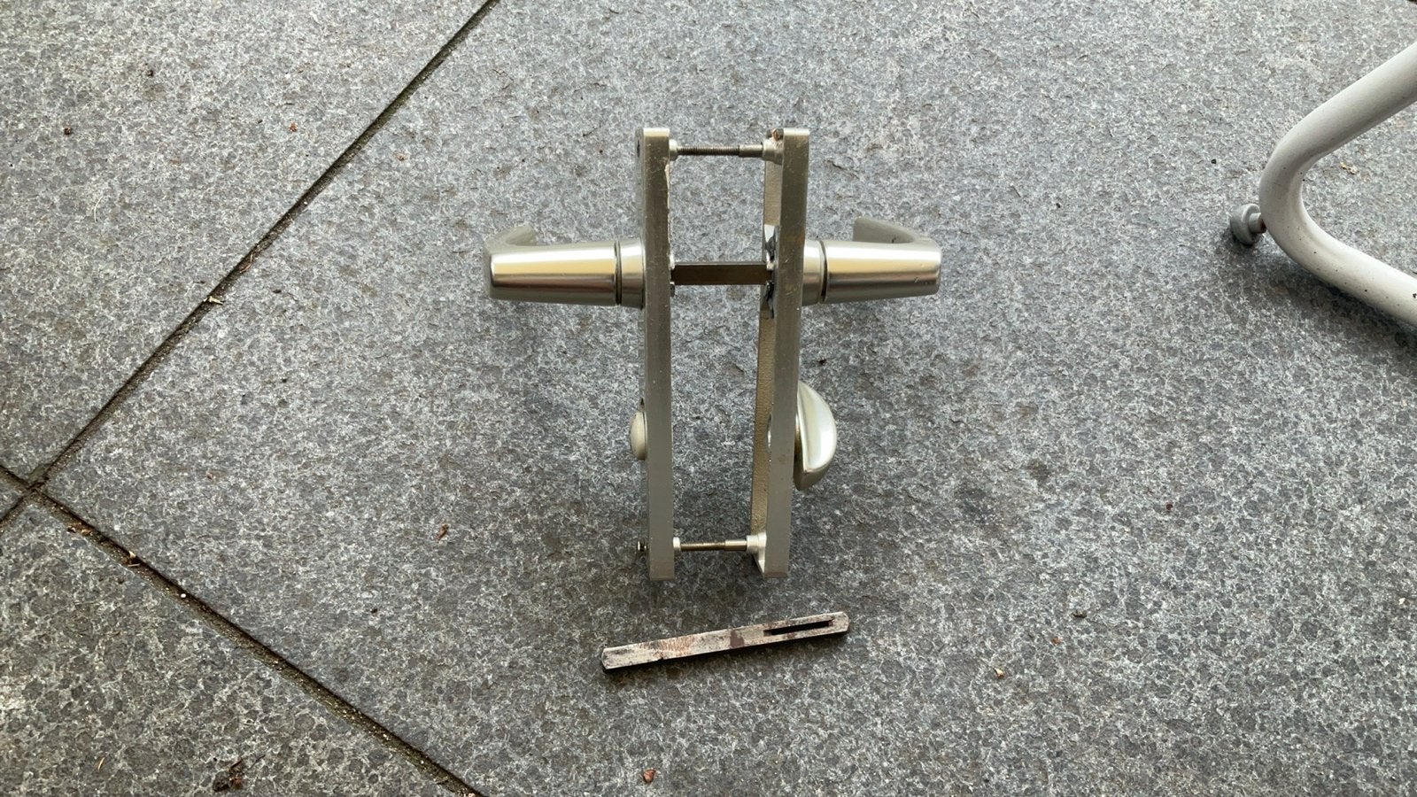 Wc Deurklinken set RVS met slot, Ophalen of Verzenden, Gebruikt, Rvs, Klink of Kruk