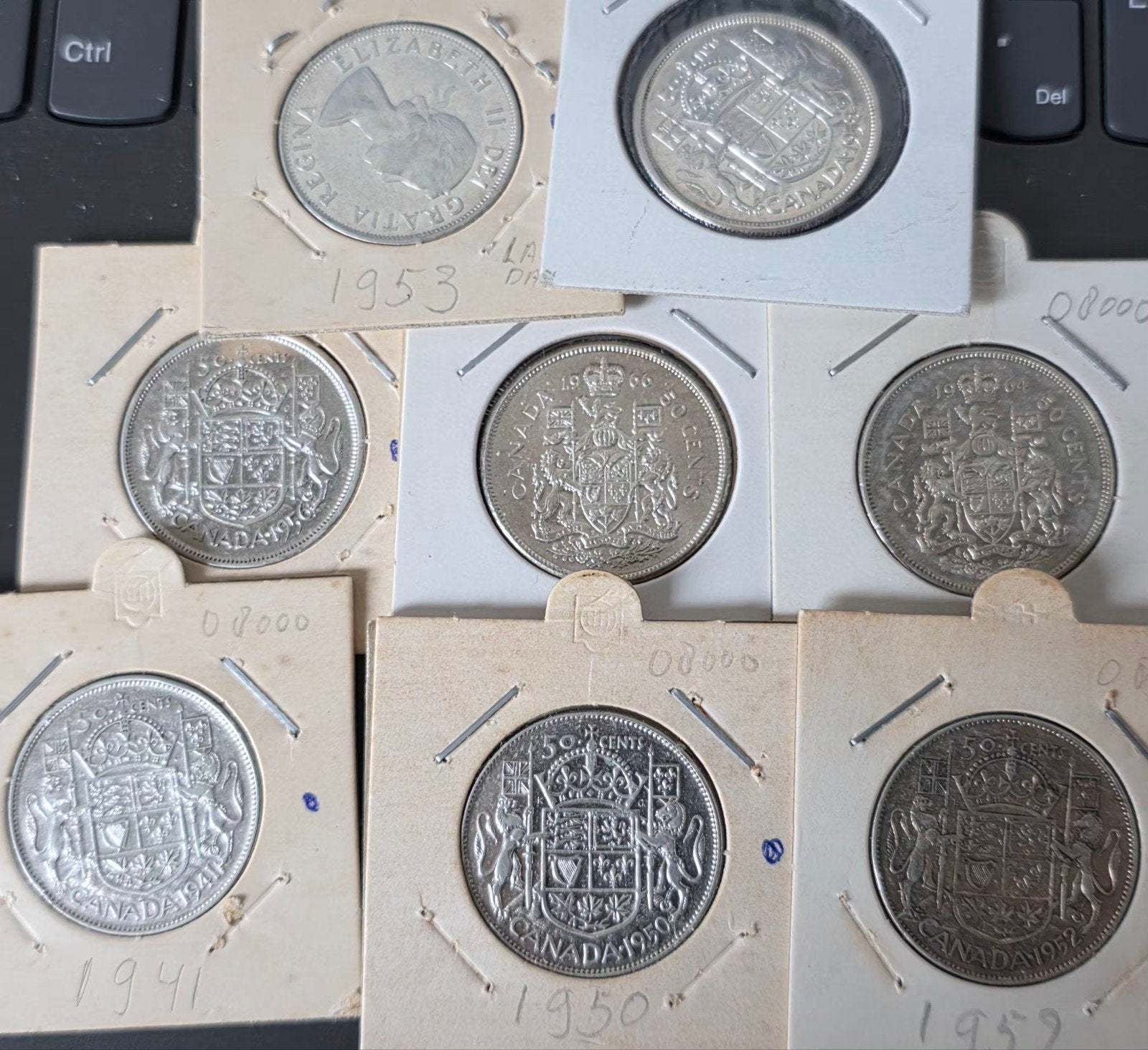8x 50 cent Canada zilver, Verzenden, Noord-Amerika, Setje, Zilver