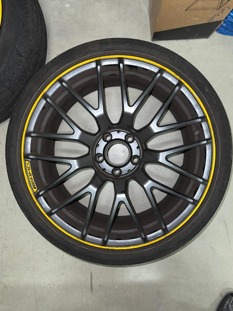 AMG Velgen met Banden 19 inch origineel 63 breedset c klasse, Gebruikt, Banden en Velgen, Personenwagen, Zomerbanden