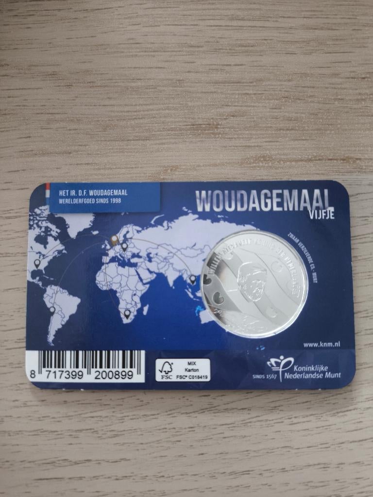 Woudagemaal vijfje 2020 UNC in de Coincard, Ophalen, Koningin Beatrix, Euro's