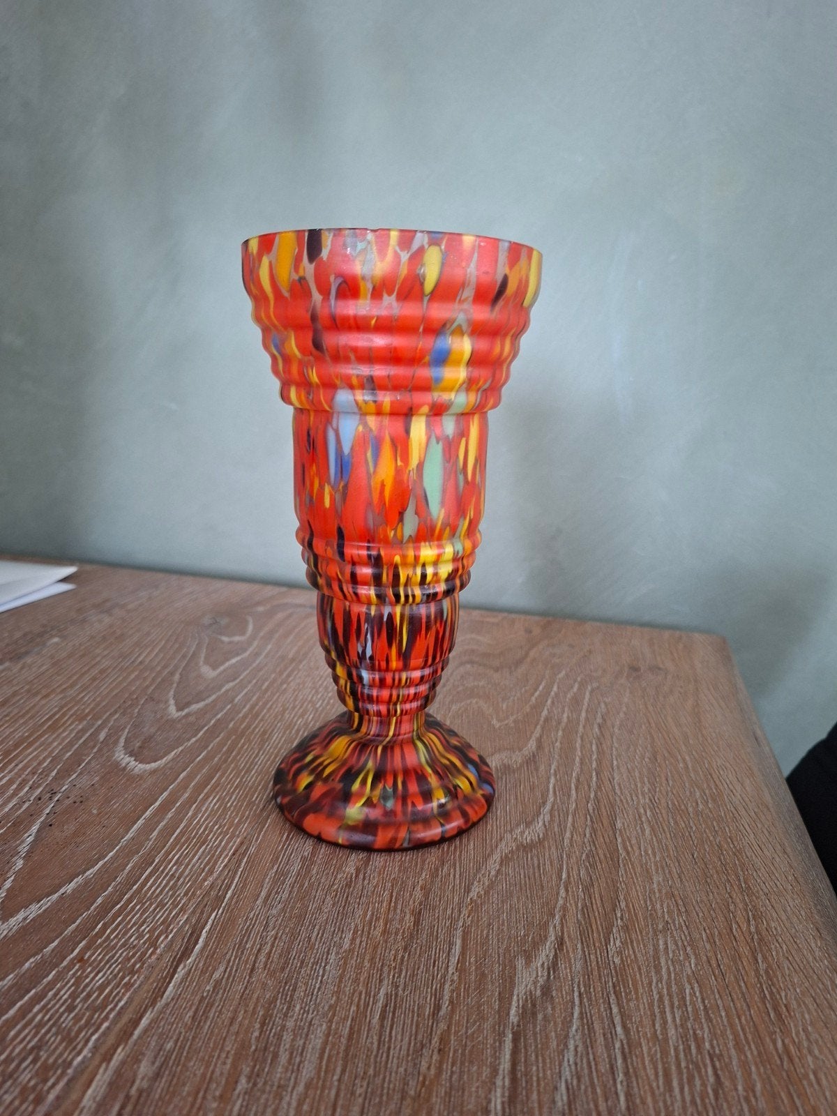 Authentieke Art Deco spetterglas-vaas (1920-1930), Antiek en Kunst, Ophalen