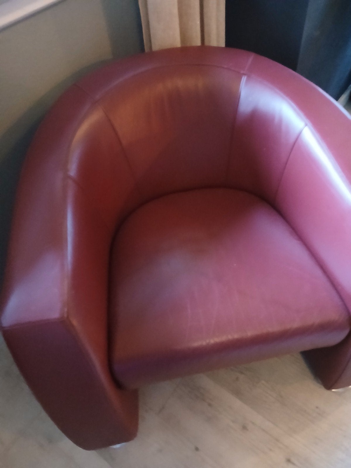 2 mooie Rolf Benz fauteuils - Bordeaux rood leer, Ophalen, Gebruikt, 75 tot 100 cm, Leer