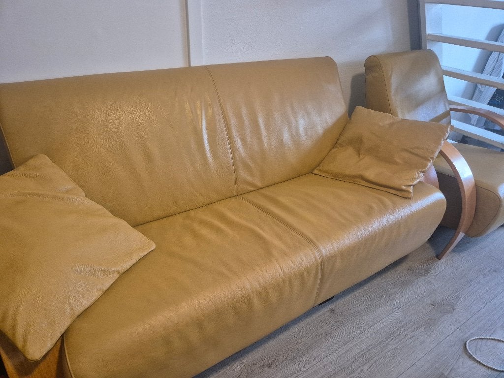 bank en fauteuil, Huis en Inrichting, Banken | Bankstellen, Ophalen, Gebruikt, 150 tot 200 cm, Driepersoons