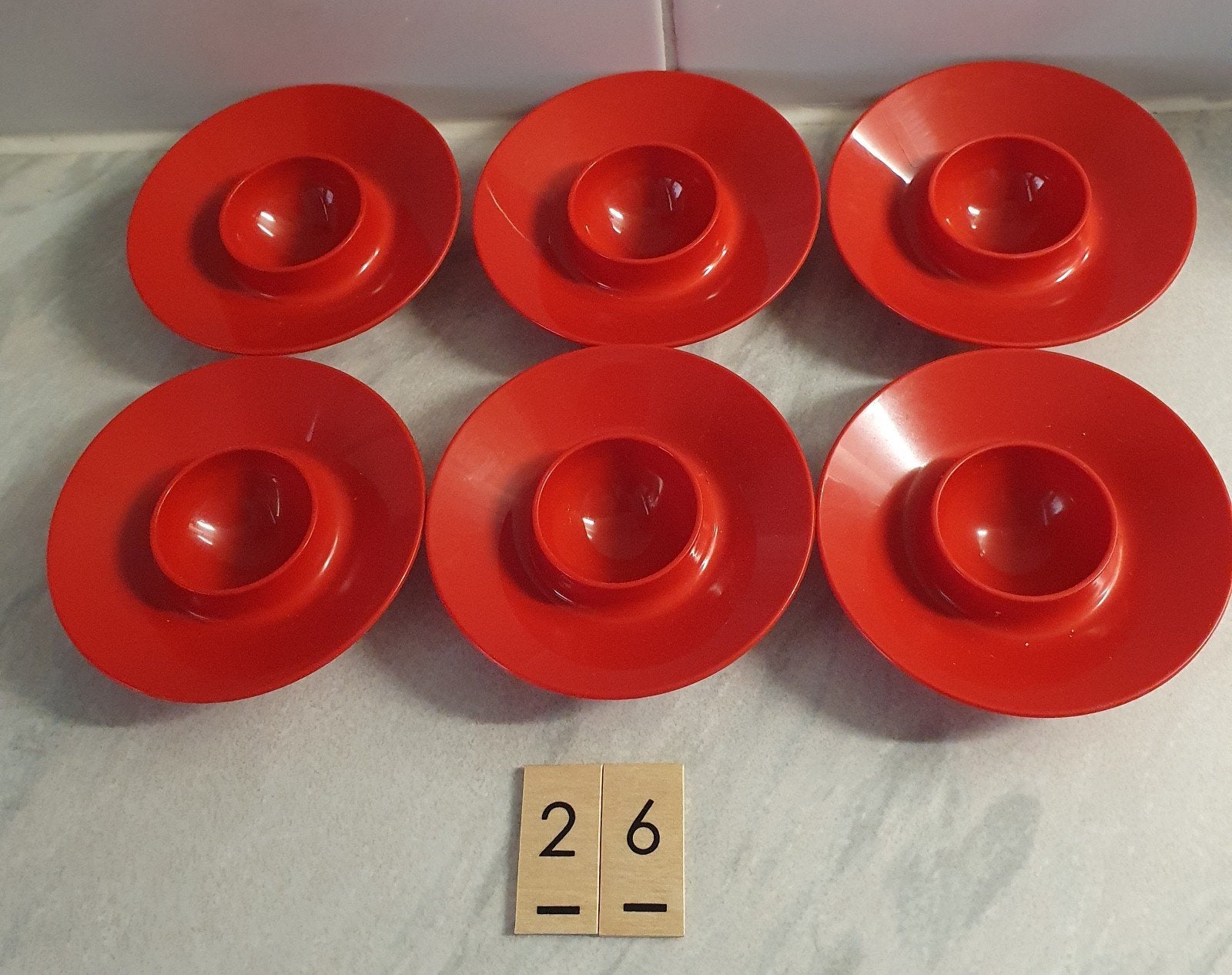 Mepal eierdopjes retro vintage,  rood, 6 stuks, Ophalen of Verzenden, Overige typen