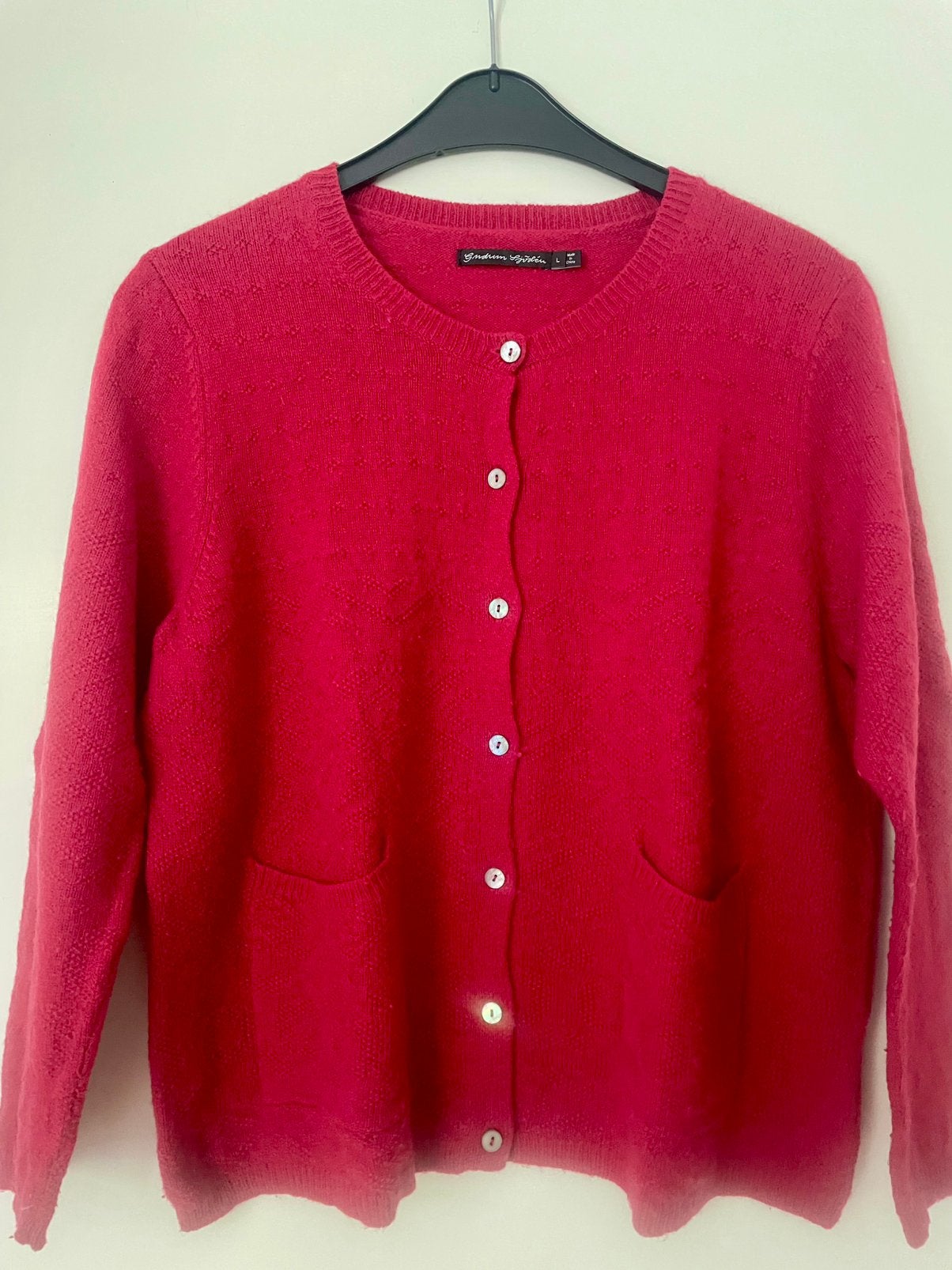 Vintage rood wollen Gudrun sjoden vest met 2 zakken, L, Verzenden, Zo goed als nieuw, Maat 42/44 (L), Rood