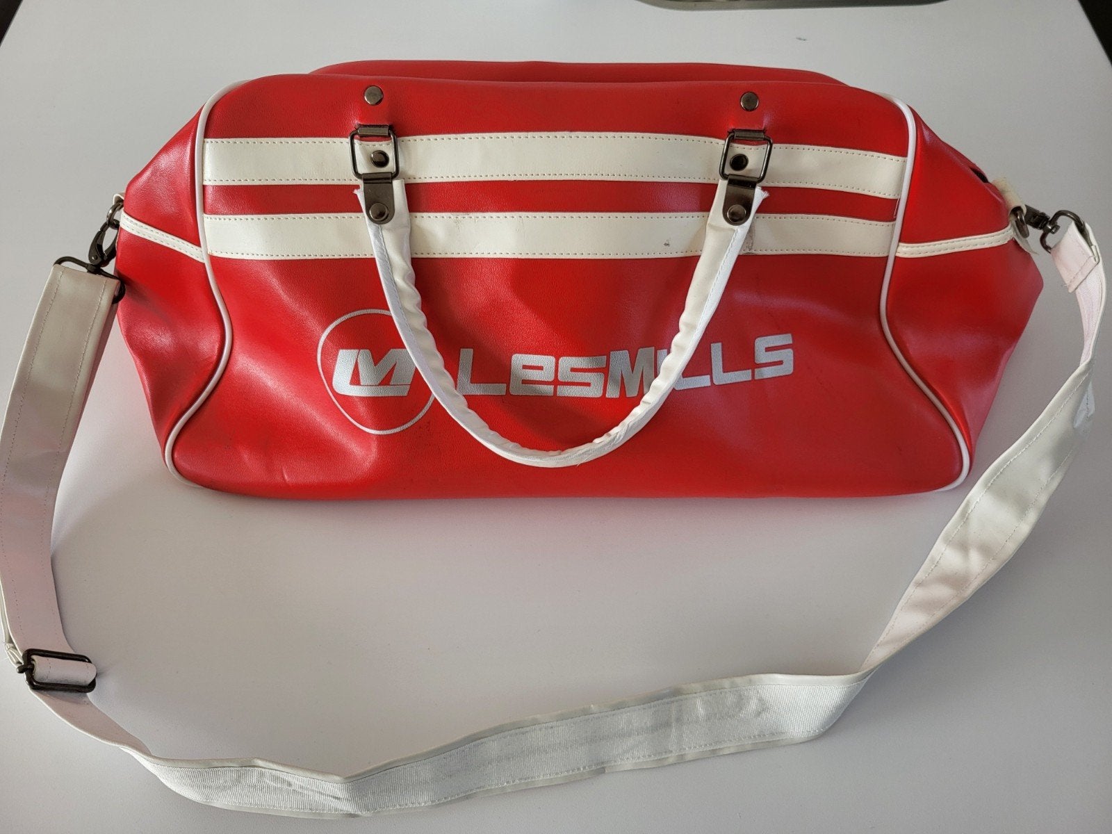 Vintage Les Mills Bowlingtas - Rood/Wit, Ophalen of Verzenden, Gebruikt