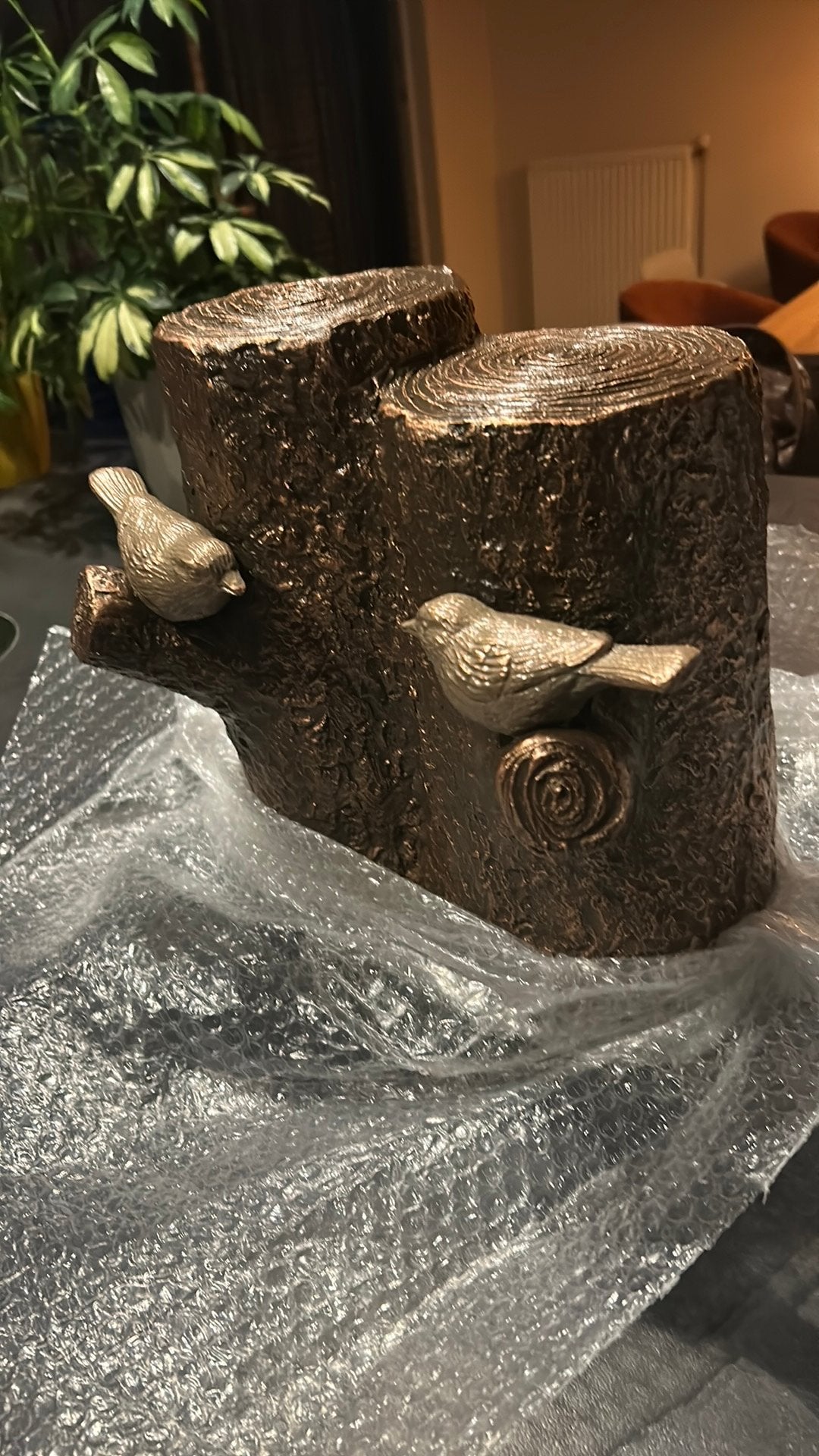 Keramische Deo Urn met twee vogels, Tuin en Terras, Ophalen, Zo goed als nieuw