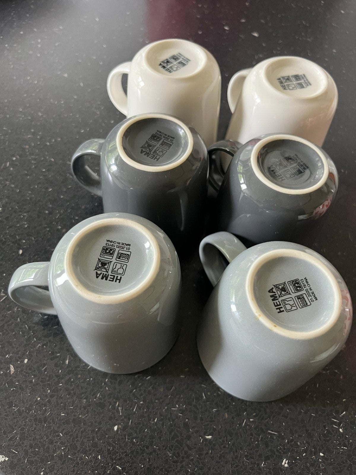 Hema Koffiekopjes 150 ml - Grijs en Wit, Ophalen, Gebruikt, Keramiek, Effen