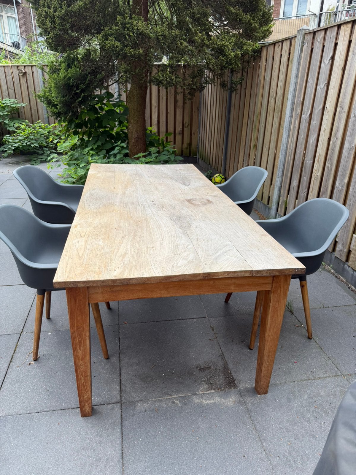 Teakhouten eettafel, Tuin en Terras, Ophalen, Zo goed als nieuw, Teakhout, Eettafel