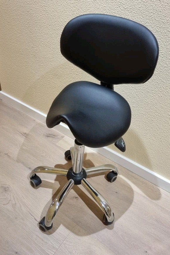 Ergonomische Zadelkruk met Rugleuning - Zwart, Huis en Inrichting, Ophalen, Zwart, Zo goed als nieuw, Bureaukruk