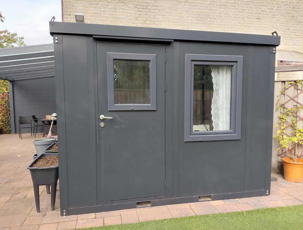 Geïsoleerde tuinunit / kantoorunit (3x2 m), Schuur, Zonder ramen, Metaal, Ophalen
