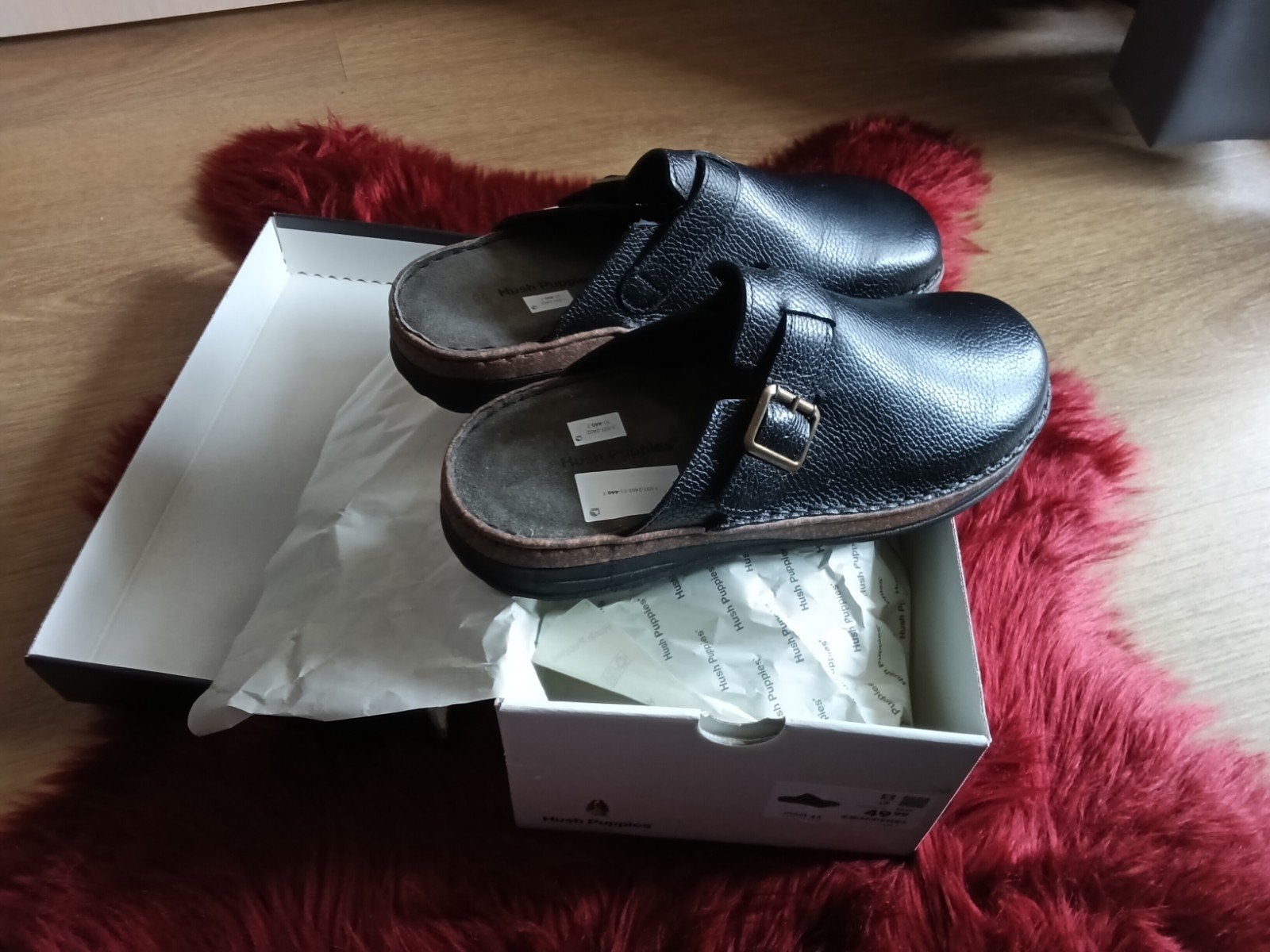 Hush Puppy s slippers/clogs/pantoffels zwart leer 44 Nieuw, Ophalen of Verzenden, Nieuw, Zwart, Pantoffels of Sloffen