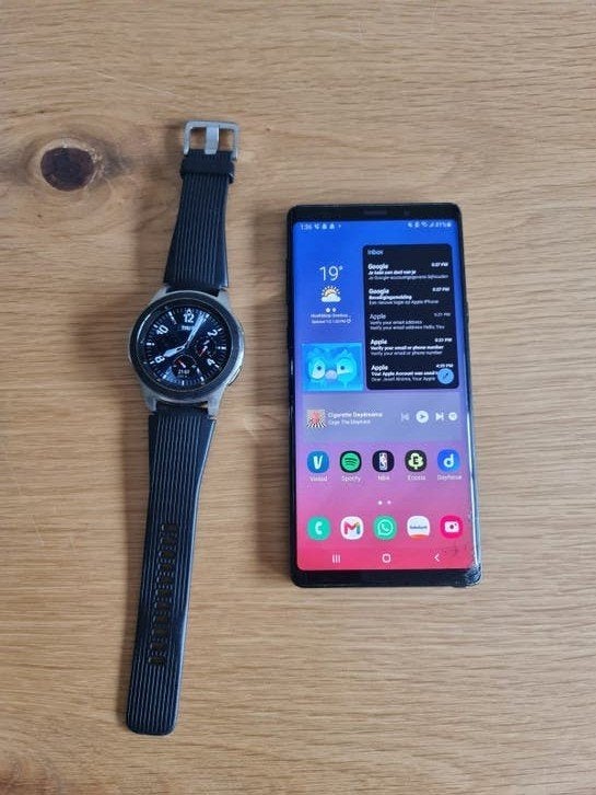 Samsung Note 9 512 GB met barst + GALAXY WATCH, Gebruikt, Touchscreen, Zonder simlock, Android OS