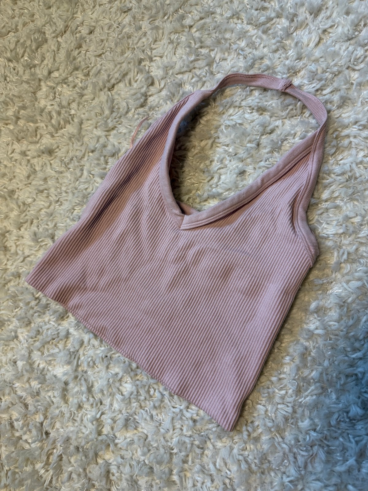 Roze geribbelde haltertop urban outfitters, Ophalen of Verzenden, Zo goed als nieuw, Roze, Maat 36 (S)