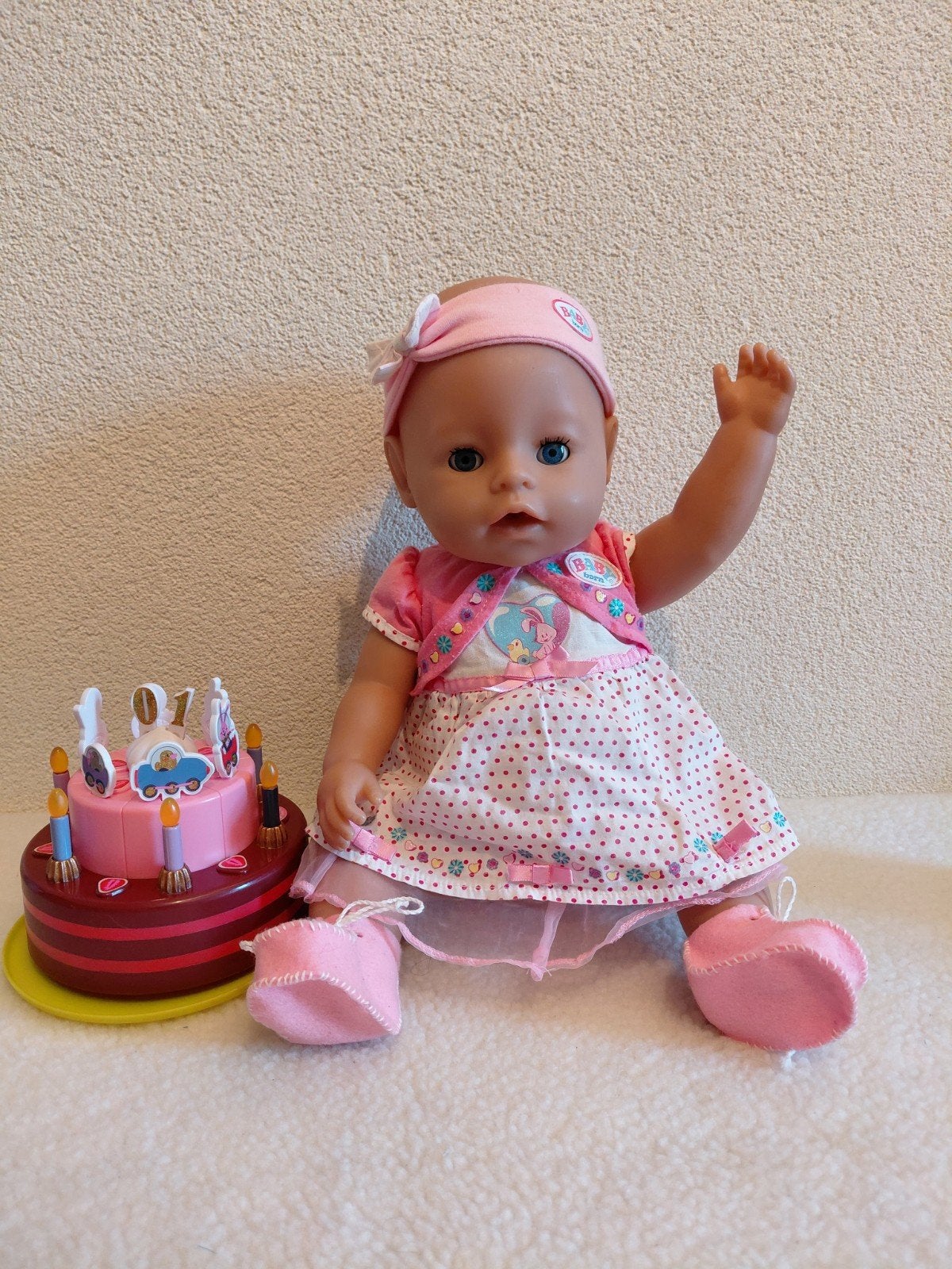 Leuke Jarige Baby Born Pop 🥳 + Taart met Muziek  🎂, Ophalen of Verzenden, Gebruikt, Babypop