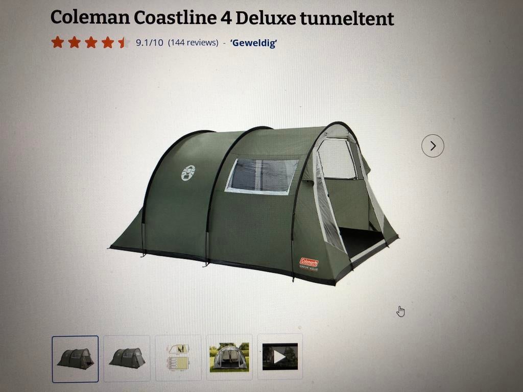Coleman Coastline 4 Deluxe tunneltent, Caravans en Kamperen, Tenten, Ophalen, Zo goed als nieuw, Tot en met 4