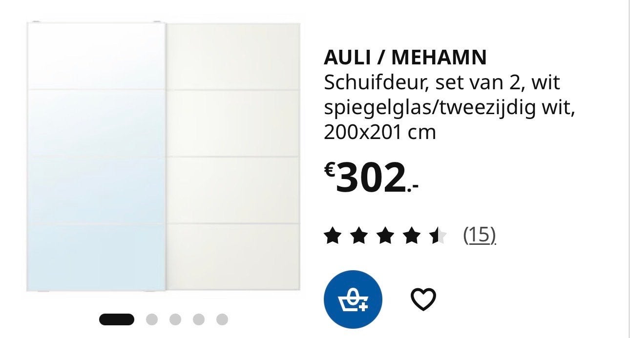 2x IKEA Auli Schuifdeuren Wit 200x236 cm, Ophalen of Verzenden, Gebruikt, Met deur(en), 200 cm of meer