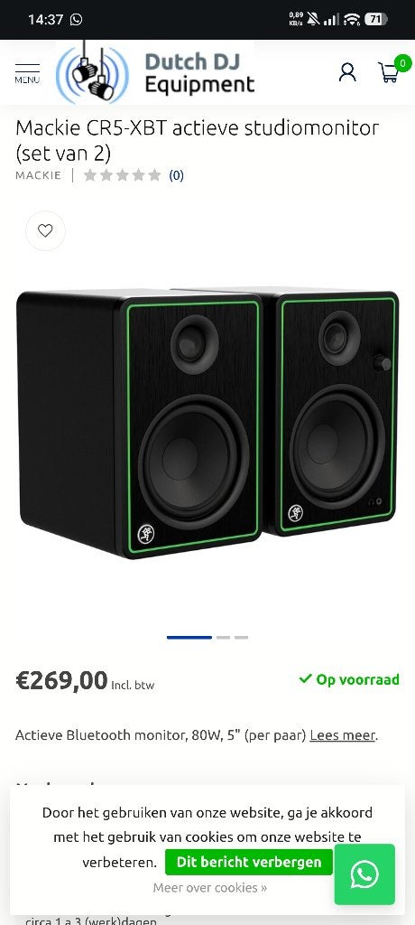 Mackie CR5-XBT’s zo goed als nieuw .., Audio, Tv en Foto, Overige merken, Studiomonitor, Ophalen of Verzenden, Zo goed als nieuw