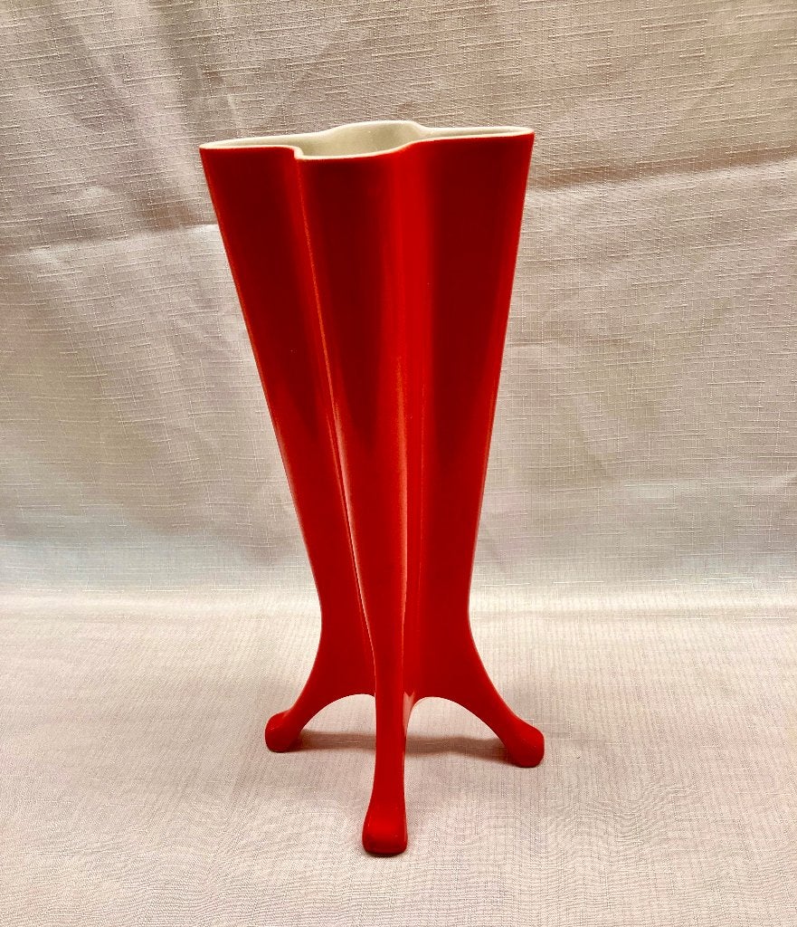 Jan des Bouvrie design raketvaas Porceleyne Fles 33 cm, Gebruikt, Verzenden, Steen/keramiek, Rood