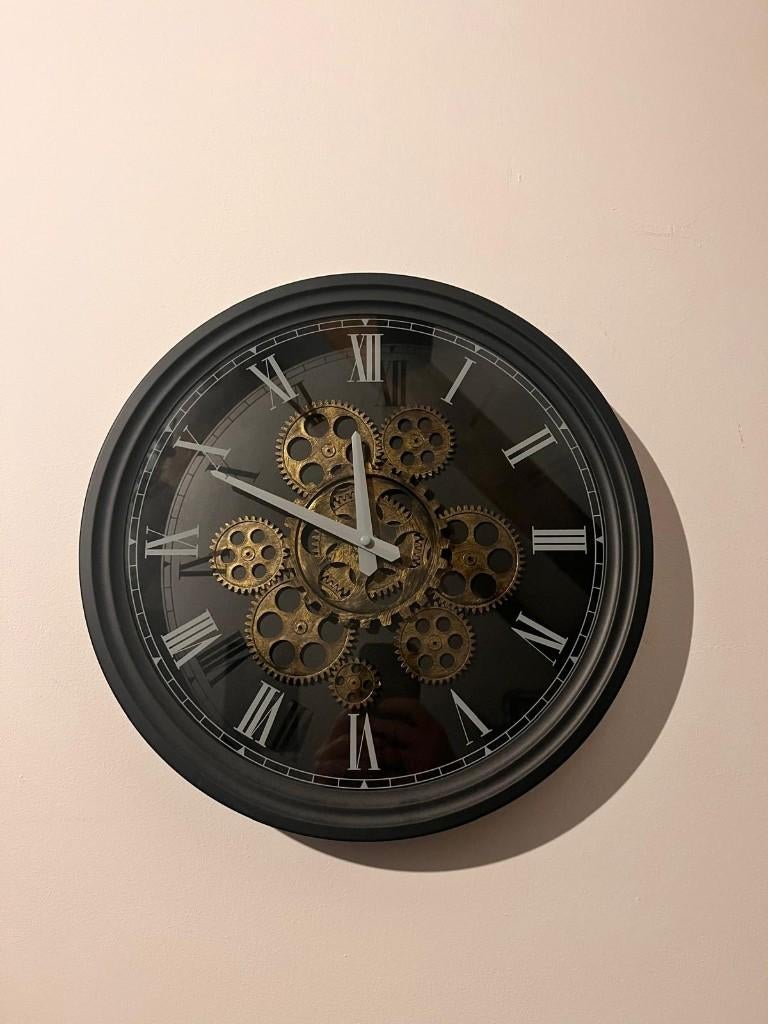 Radarklok met tandwielen, Ophalen, Zo goed als nieuw, Analoog, Wandklok