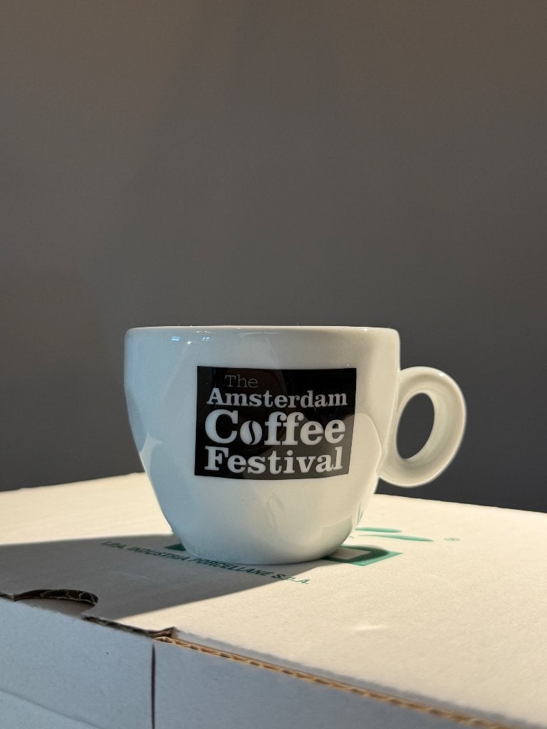 6x Espressokopje Amsterdam Coffee Festival, Ophalen, Nieuw, Modern, Kop(pen) en/of Schotel(s)