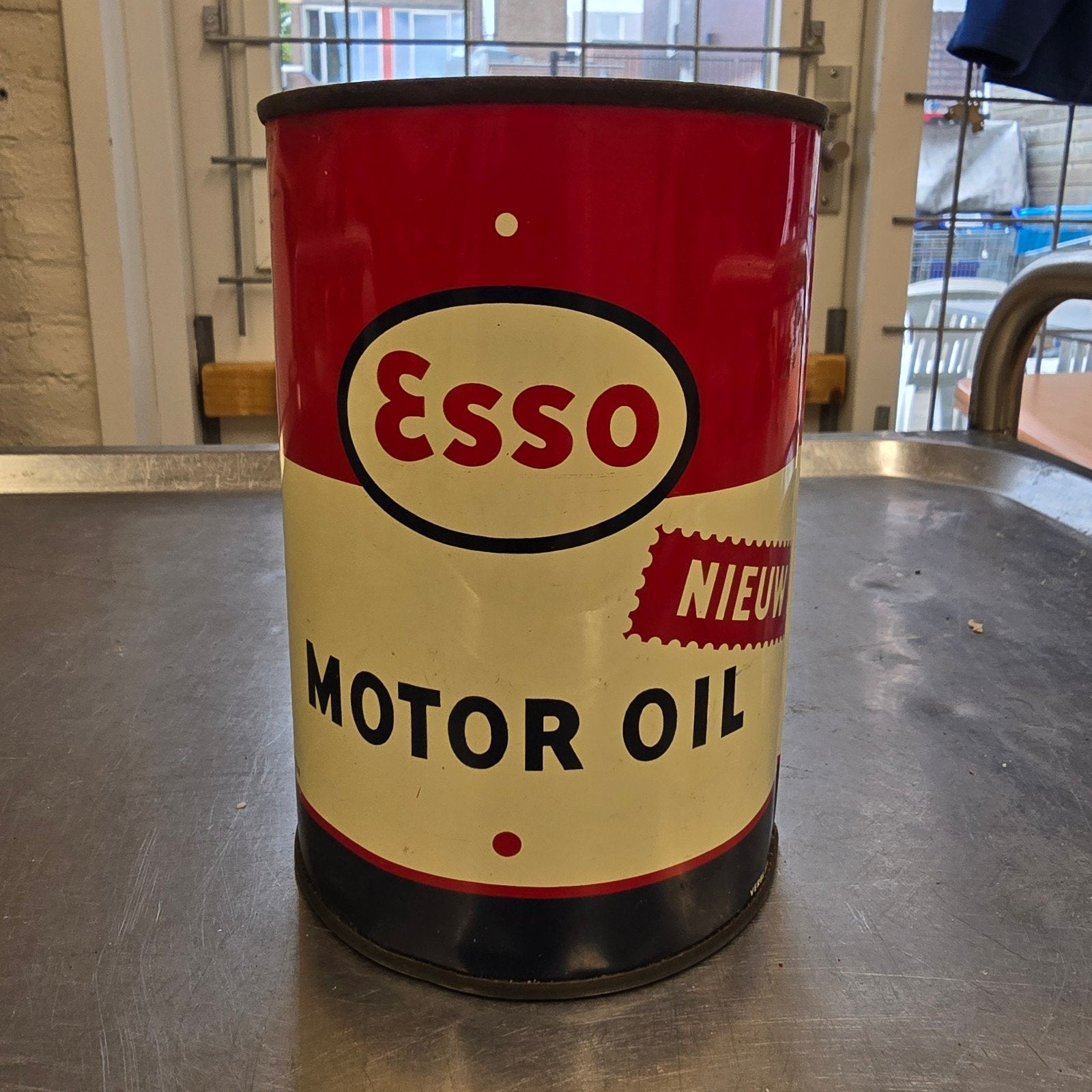 Vintage Esso motor olie blik 30 HD, h 14,5xd 10,, Ophalen of Verzenden, Gebruikt