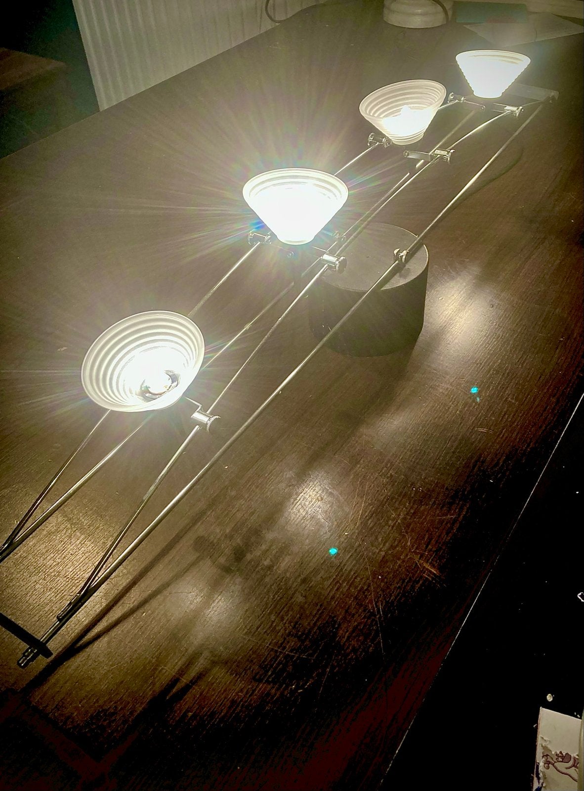 12v Plafondlamp met 220v stekker, kabels en omvormer, Ophalen of Verzenden, Zo goed als nieuw, Glas