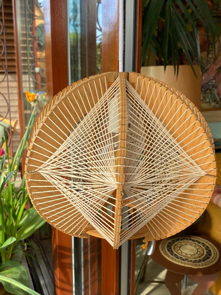 Design Japandi hang lamp hout draad sfeervol licht, Ophalen of Verzenden, Zo goed als nieuw