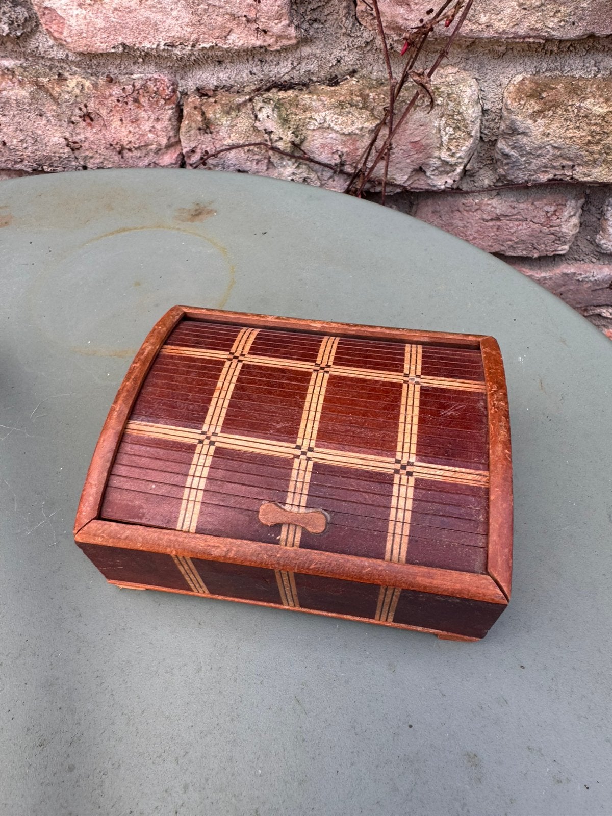 Oud houten bewaar soosje met rolsysteem, Antiek en Kunst, Curiosa en Brocante, Ophalen of Verzenden