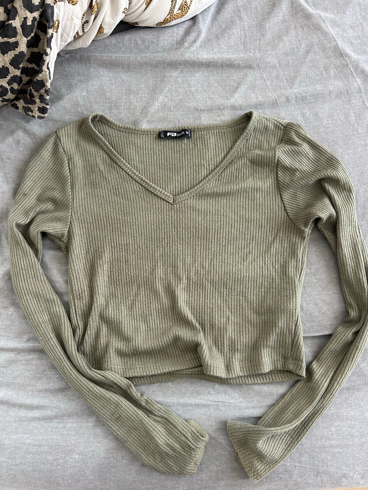 New Yorker FB Cropped Top Groen Maat M, Lange mouw, Gedragen, Groen, Ophalen