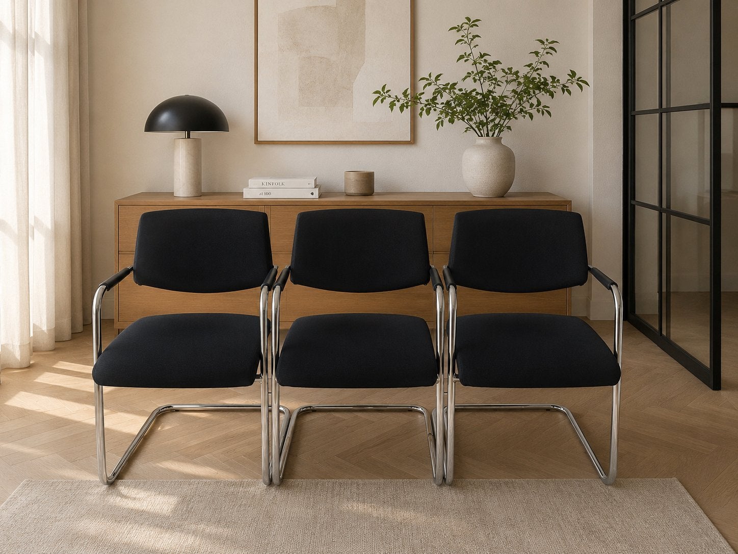 Luxe Sitland Bureau, Kantoor & Eetkamer Stoelen, Huis en Inrichting, Stoelen, Gebruikt, Zwart, Ophalen of Verzenden, Stof